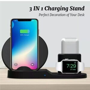 NEW Wireless Desktop 3-in-1 Charging Stand for iPhone, Apple Watch, and AirPods
